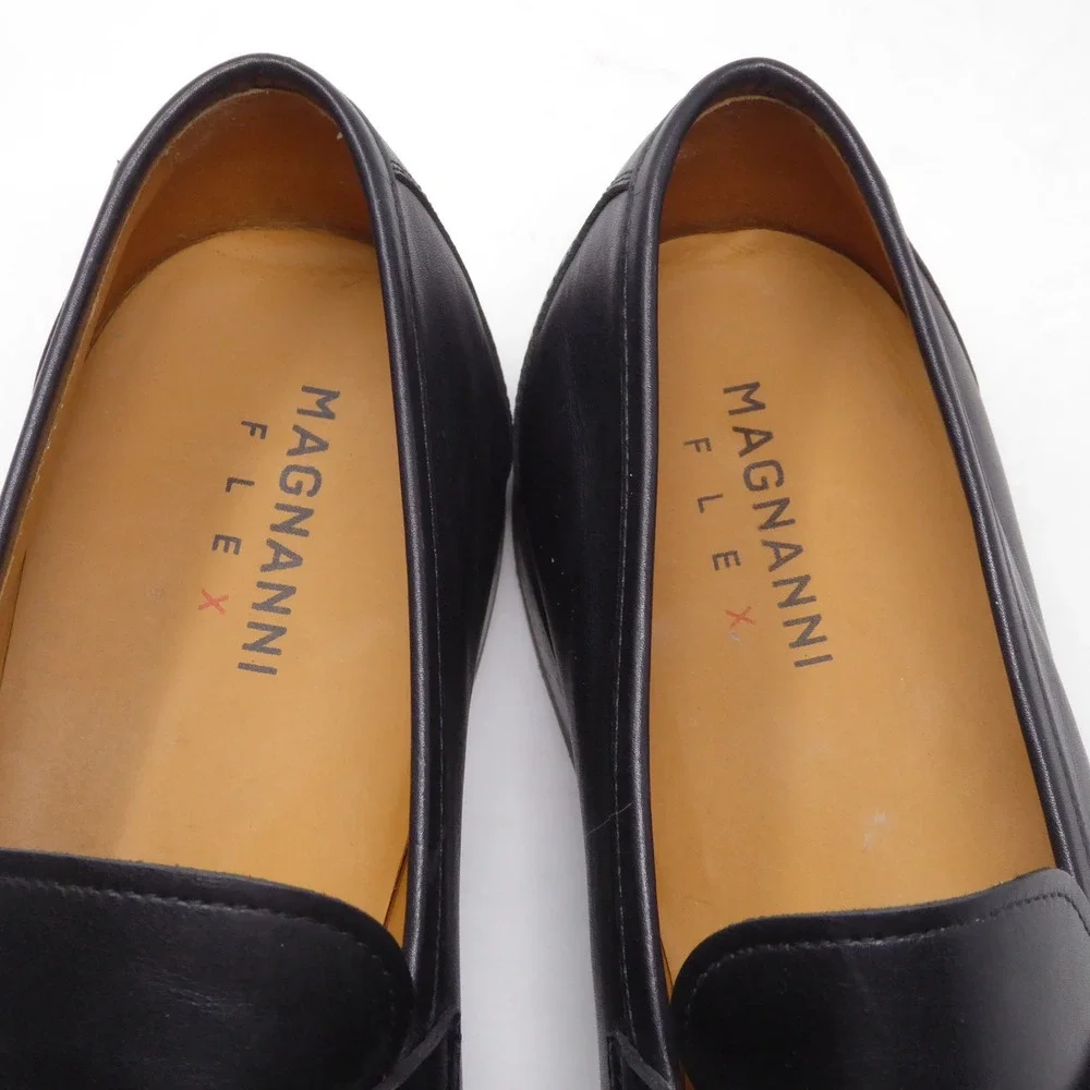 Magnanni Flex Mens Magico Penny Loafers Dress Shoes Black Leather Size 13
